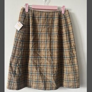 Pendleton Plaid A-Line Skirt - Tan and Black